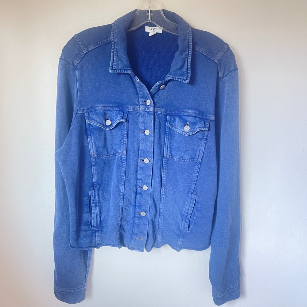 Nic and Zoe Stretch Knit ComfyTrucker Jacket Large